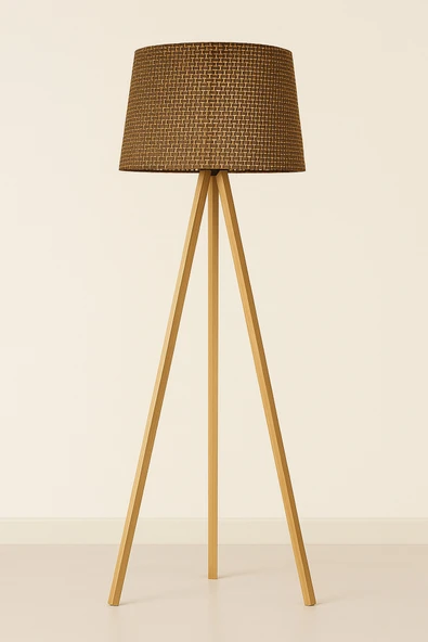 Vivido Home Doğal Hasır Kahve Ahşap Lambader - Resim 2