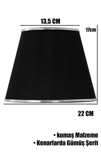 Vivido Abajur Siyah Gümüş Şeritli İkili Modern Abajur Şapkası - 2