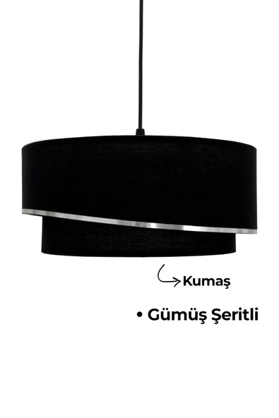 Vivido Home Siyah Astra Kumaş Avize - Resim 3