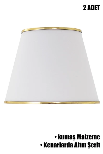 Vivido Abajur Beyaz Gold Şeritli İkili Modern Abajur Şapkası ürün görseli