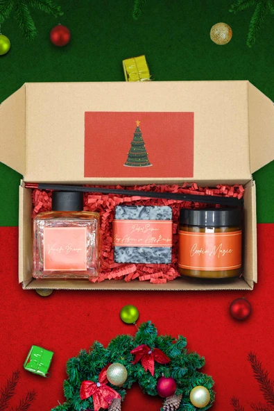 Yılbaşı Hediye Paketi Spicy Hediyelik Yeni Yıl ( Noel ) Seti, Mum Hediye Kutusu