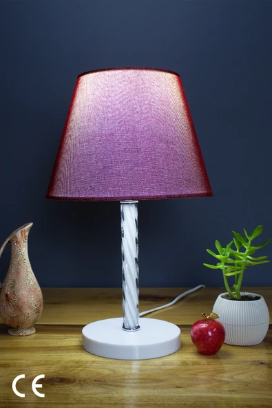 Vivido Home Bordo Elegant Komodin Abajur Beyaz Ayaklı Aydınlatma ürün görseli