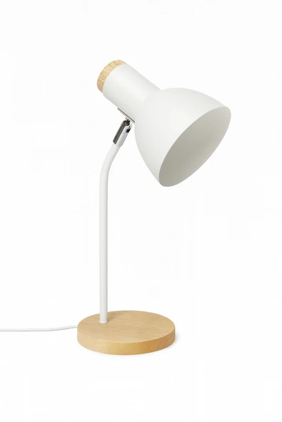 Vivido Home Ahşap Nordic Beyaz Masa Lambası - Resim 3