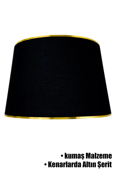 Vivido Abajur Siyah Gold Şeritli Lambader Şapkası ürün görseli