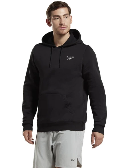Reebok Ri Left Chest Logo Kapsonlu Fermuarli Erkek Sweat - Siyah - 1