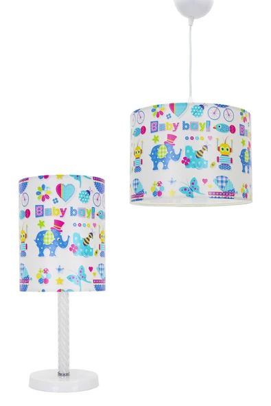 Vivido Abajur 2'li Erkek Çocuk Odası Aydınlatma Seti Baby Boy Tavan & Komidin Abajur ürün görseli