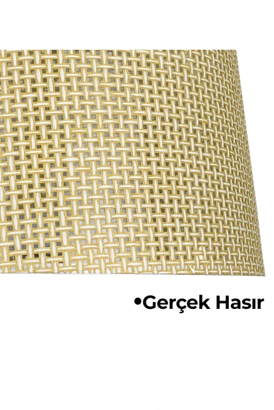 Vivido Home Doğal Hasır Krem Ahşap Lambader - Resim 3