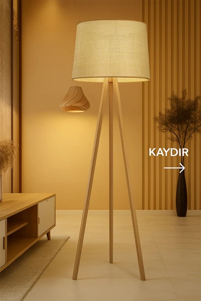 Vivido Home Doğal Rattan Hasır Ahşap Lambader ürün görseli