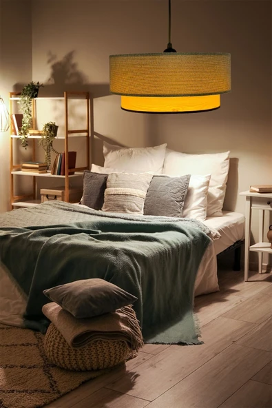 Vivido Home Hasır Kumbeji Ahşap Desenli Avize - 3