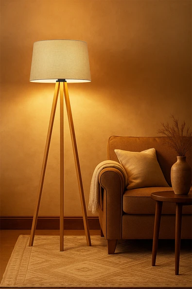 Vivido Home Doğal Hasır Kumbeji Ahşap Lambader ürün görseli