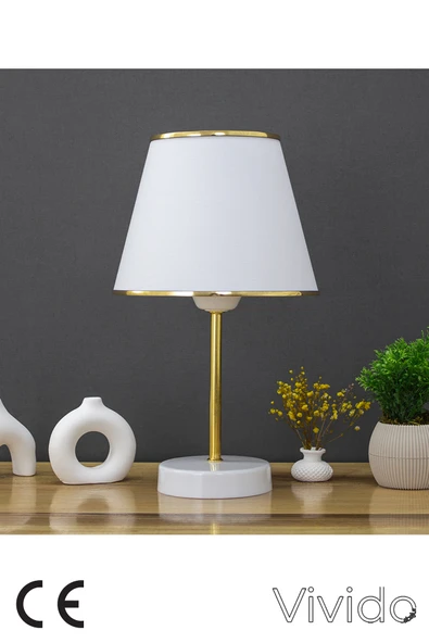 Vivido Home Beyaz Gold Julien Üçlü Avize ve Abajur Seti - Resim 2