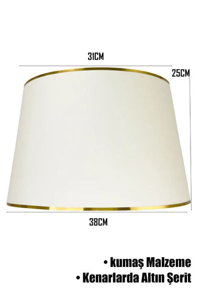 Vivido Abajur Krem Gold Şeritli Lambader Şapkası - Resim 3