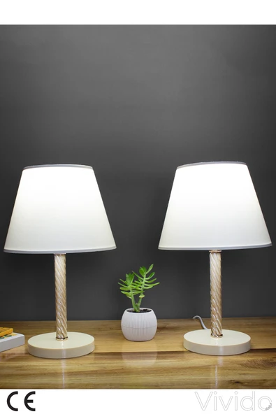 Vivido Home Krem Elegant İkili Abajur ürün görseli