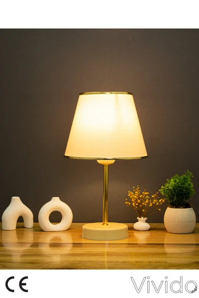 Vivido Home Krem Gold Julien Üçlü Abajur ve Avize Seti - Resim 2