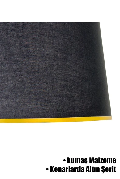 Vivido Abajur Siyah Gold Şeritli Lambader Şapkası - Resim 2