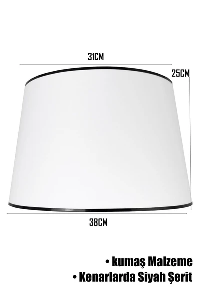 Vivido Abajur Beyaz Siyah Şeritli Lambader Şapkası - Resim 3