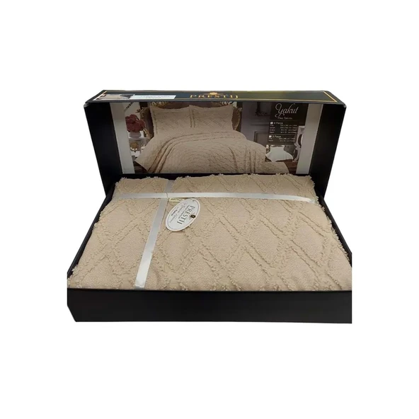 Prestij Puffy Yakut 2 Parça Tek Kişilik Yatak Örtüsü, Pike Örtüsü (180x240)-Kahve - 2