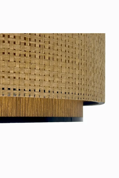 Vivido Home Modern Doğal Hazeran Rattan Hasır Avize, Ahşap Desenli - Resim 2