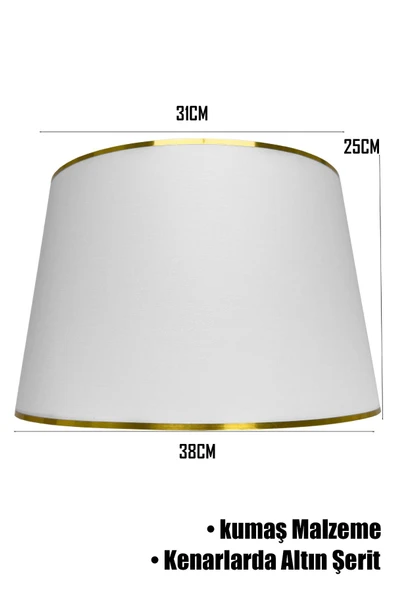 Vivido Abajur Beyaz Gold Şeritli Lambader Şapkası - 3