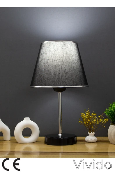 Vivido Home Siyah Gümüş Julien Üçlü Avize ve Abajur Seti - Resim 2