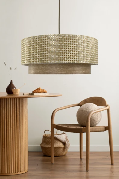 Vivido Home Hasır Krem Ahşap Desenli Avize ürün görseli