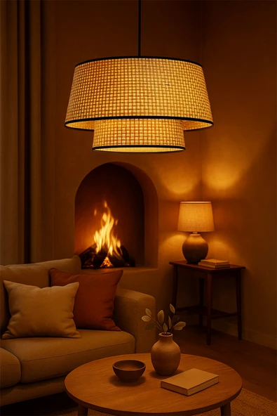 Vivido Home Grande Büyük Boy Hasır Avize Sarkıt