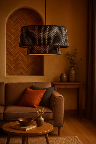 Vivido Home Grande Büyük Boy Siyah Hasır Avize Sarkıt ürün görseli