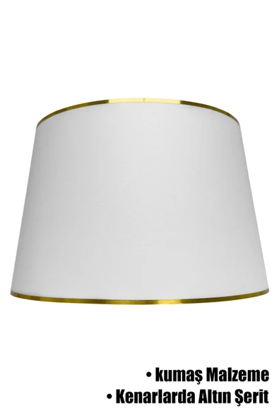 Vivido Abajur Beyaz Gold Şeritli Lambader Şapkası
