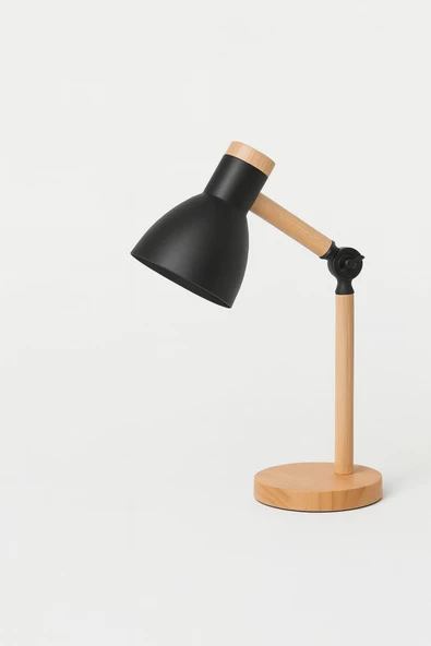 Vivido Home Doğal Ahşap İskandinav Siyah Masa Lambası - Resim 3