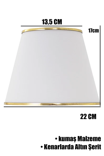 Vivido Abajur Beyaz Gold Şeritli İkili Modern Abajur Şapkası - Resim 2