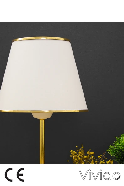 Vivido Home Beyaz Gold Julien Üçlü Avize ve Abajur Seti - Resim 4