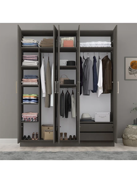 5 Kapaklı Gardırop 180cm  ANTRASİT - Resim 2