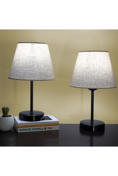 Vivido Home Dora Modern Ikili Abajjur Siyah Ayaklı Masa Lambası ürün görseli