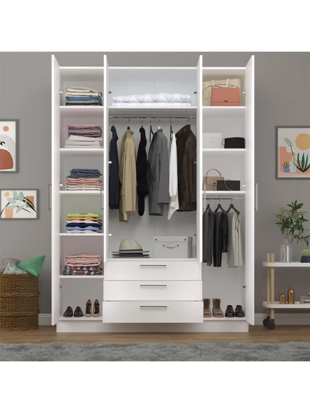 4 Kapaklı Gardırop 160cm  BEYAZ - Resim 2