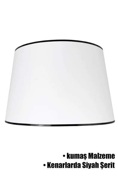 Vivido Abajur Beyaz Siyah Şeritli Lambader Şapkası ürün görseli