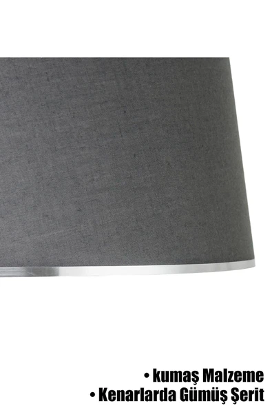 Vivido Abajur Antrasit Gümüş Şeritli Lambader Şapkası - Resim 2