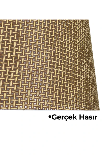 Vivido Home Doğal Hasır Kahve Ahşap Lambader - Resim 3