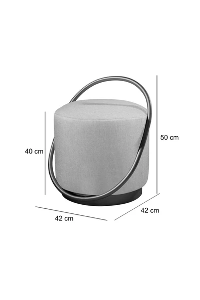 LOOP SERİSİ PUF, METAL HALKALI PUF, MAKYAJ OTURAĞI ,PUF BENCH MONTAJSIZ OTURAK SİYAH METAL AYAKLI - 3