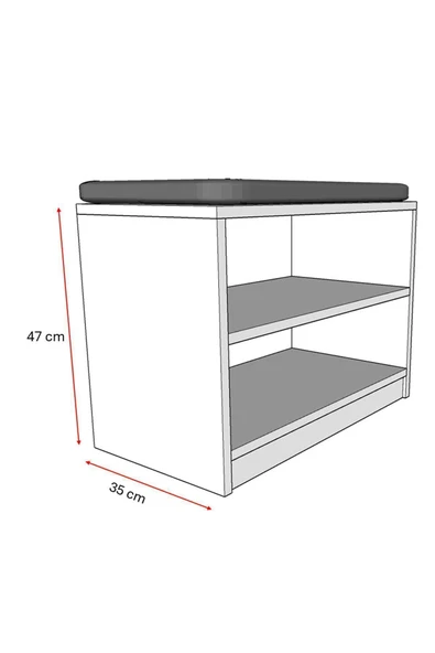 Asra Trend MDF Puflu Ayakkabılık – 2 Raflı, 60 cm, Oturaklı Ayakkabı Düzenleyici, PUF02  SONOMA - Resim 6