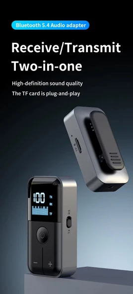 M20 Bluetooth 5.4 Alıcı Verici: Kablosuz Ses Devrimi (10m Menzil, TF Kart, AUX) - 8