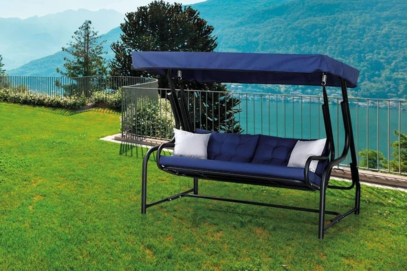 Mandella Gondol Üç Kişilik Metal Salıncak (Minder Hediyeli) - Resim 2