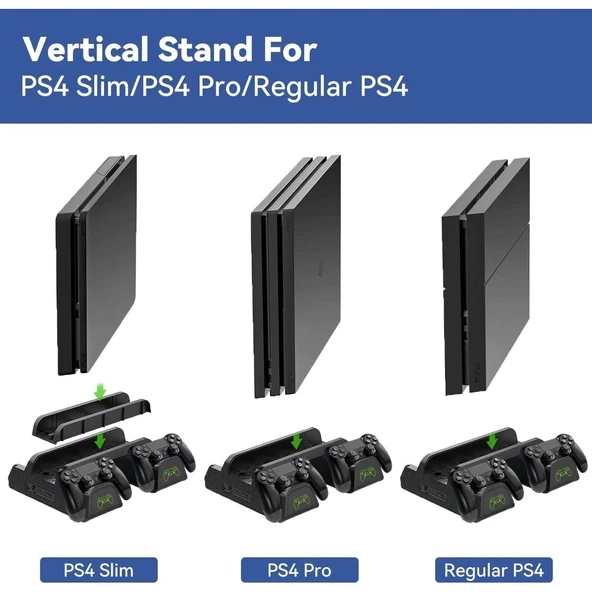 PS4 Slim 3 Fanlı Soğutucu Stand + Çift Şarj Dock – TP4-882C - 4