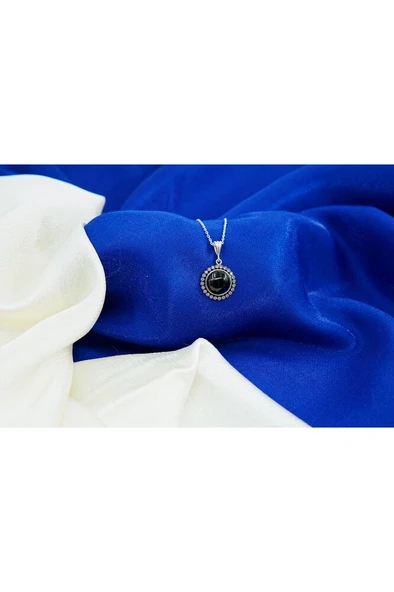 oltutaşı taş çerçeveli gümüş kolye sk00030 - Resim 2