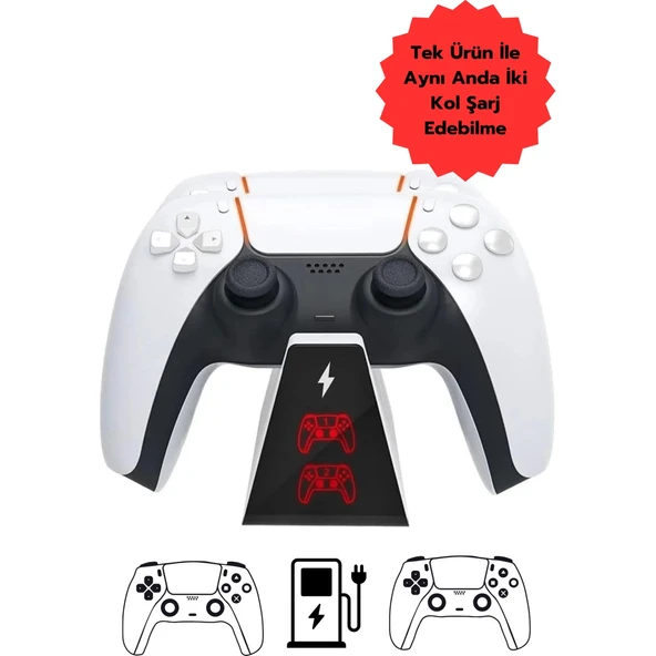 PS5 DualSense Kablosuz Oyun Kolu Şarj Standı – Çiftli / Hızlı Şarj - 2