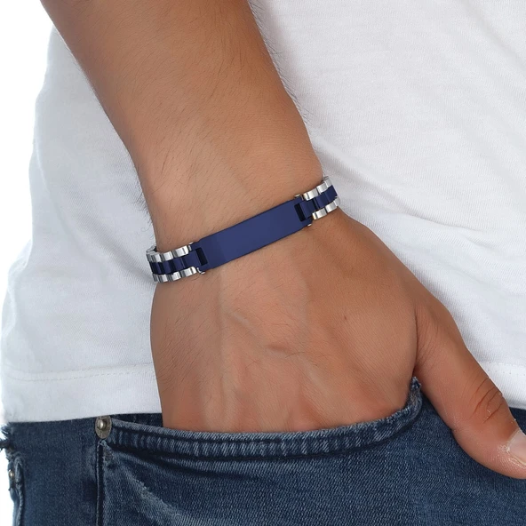Parlement Mavi İsim Yazılabilir Ful Çelik Bileklik 31831G2D3M - Resim 3