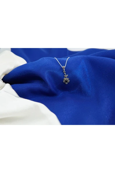 oltutaşı çiçek gümüş kolye sk00013 - Resim 3