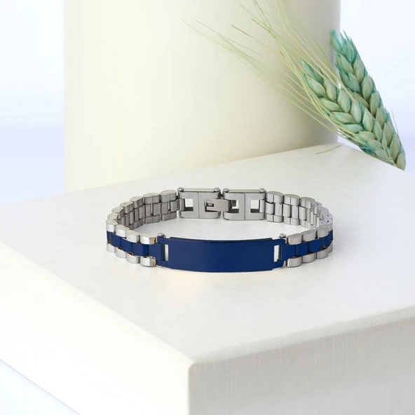 Parlement Mavi İsim Yazılabilir Ful Çelik Bileklik 31831G2D3M - Resim 2