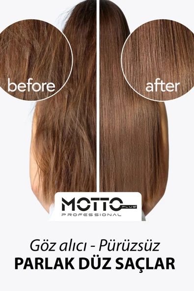 Motto Plus Professional Aşırı Yıpranmış Saçlar İçin Saç Düzleştirici Keratin & Tuzsuz Şampuan 2'li Set BÜYÜK BOY - 3