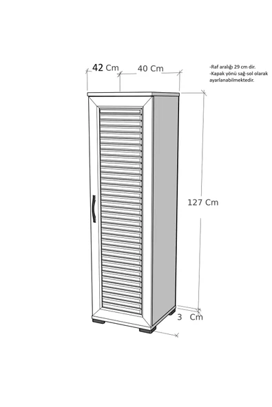 Irmak Mobilya Çok Amaçlı Membran Kapaklı Dolap Mutfak Dolabı Kiler Dolabı Tek Kapaklı Çok Amaçlı Banyo Dolabı Tek - Resim 5