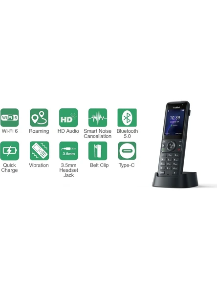 Yealink AX83H Wi-Fi 6 Kablosuz IP Dect Telefon (Sip) - Resim 2